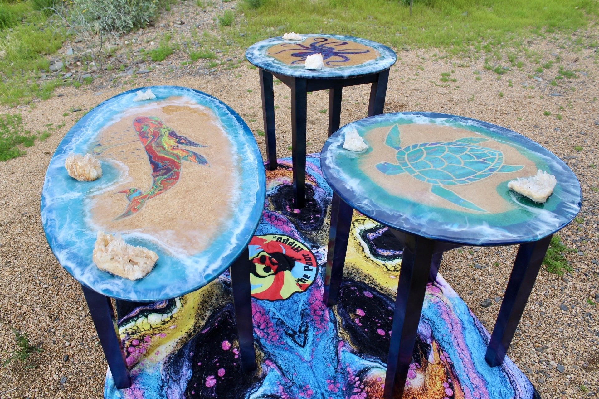 "Cephargentum" End Table - Original Pour Art - The Pour Hippy