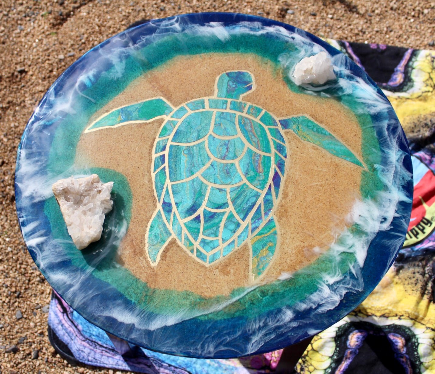 "Cheloniaurum" End Table - Original Pour Art - The Pour Hippy